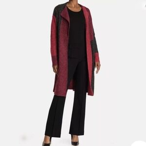 Red Grey Black Long Length Open Cardigan Sweater